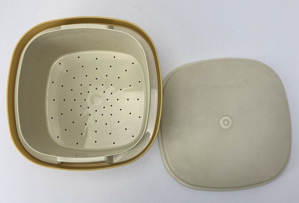 Vintage Tupperware Harvest Gold Steam n Store Colander Storage Container 888-10